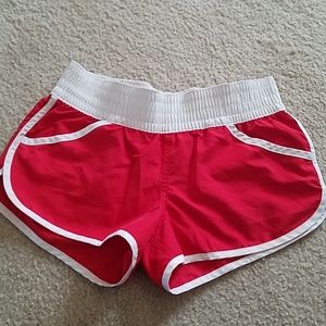 Red workout shorts